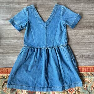 ASOS Denim V-Neck Mini Summer Dress (Sz 2)
